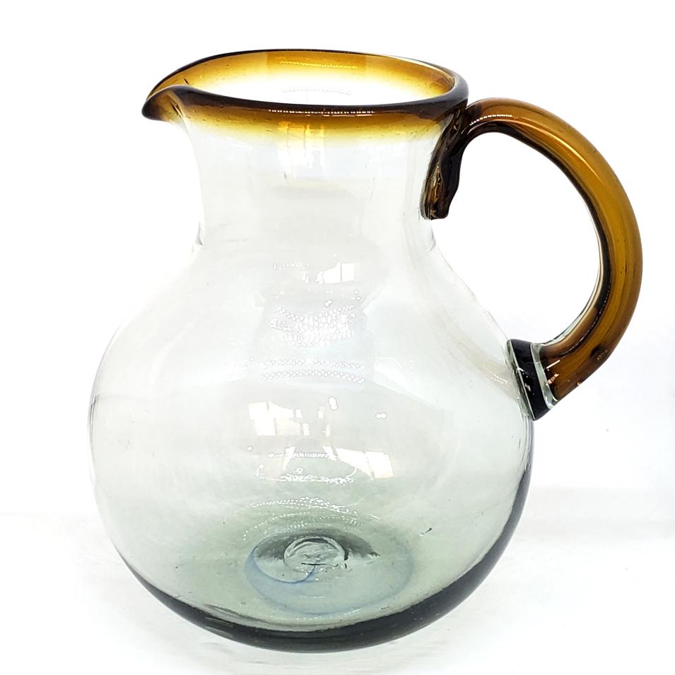 Colored Rim Glassware / Amber Rim 120 oz Large Bola Pitcher / This classic pitcher is perfect for pouring out all kinds of refreshing drinks.